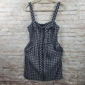 Heritage‎ 1981 Womans Dress Small Plaid Black White Zipper Front Mini Lolita NWT